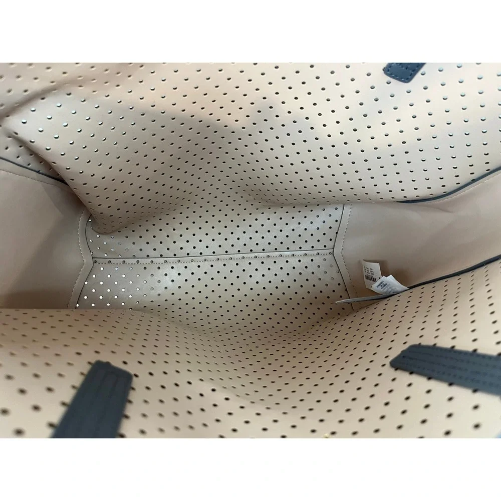 J.Crew Perforated Faux Leather Tote Bag Gray Laser Cut E8013 NEW